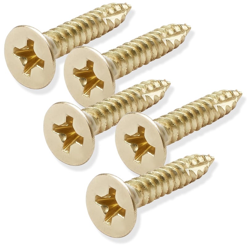 CAULDHAM Bright Brass Wood Screws #9 x 1 Inch for Door Hinges - 25 Pack - Image 1